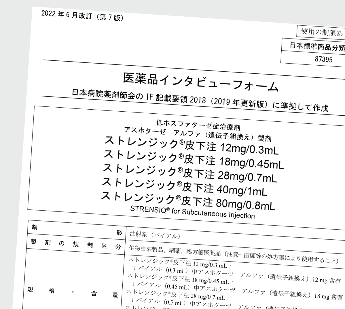 製品基本情報 ストレンジック製品情報 医療従事者むけ